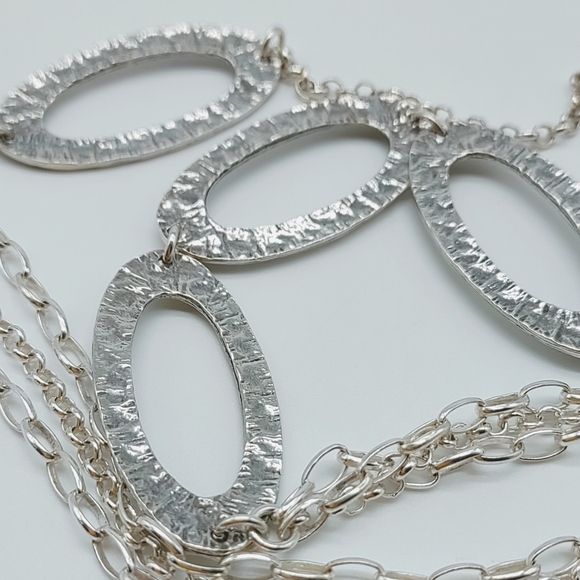 Vintage Silpada Modernist Multi Strand Hammered Link Necklace - Picture 8 of 11